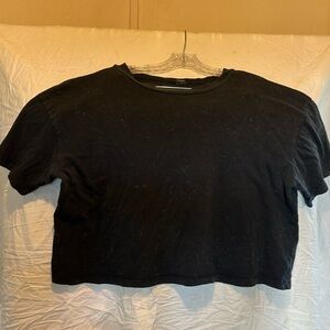 Wild fable lightly acid wash black crop top